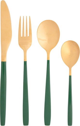 Sada příborů NOBLE GOLD GREEN 24 ks v dárkové krabici