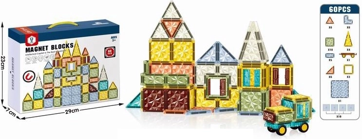 Magnetická 3D stavebnice pro děti – 60 dílků