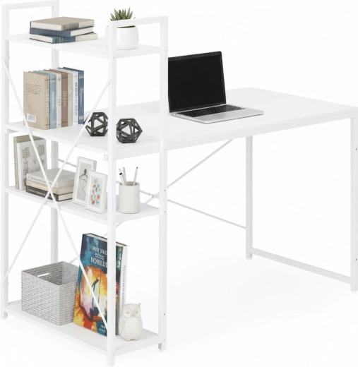 Počítačový stůl 120 × 60 cm se třemi policemi a kovovou konstrukcí modernhome