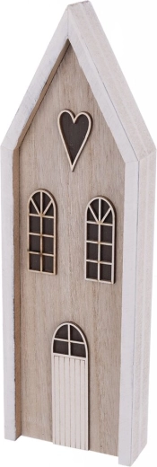 Dřevěný dekorativní domeček béžový 9 × 3 × 30 cm