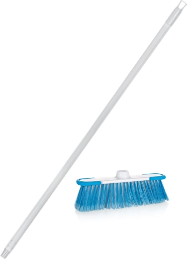 Smeták s holí 130 cm, šířka 32 cm, modro-bílý EXCLUSIVE