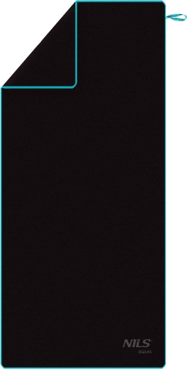 Rychleschnoucí ručník z mikrovlákna NILS aqua, černý/modrý, 200 × 90 cm