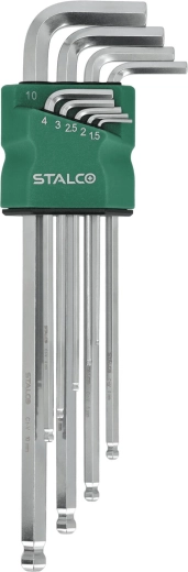 Stalco sada imbusových klíčů HEX 1,5–10 mm, prodloužené s kuličkou, 9 ks