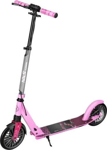 Skládací koloběžka NILS Extreme Lumia růžová 200 mm s odpružením a kotoučovou brzdou