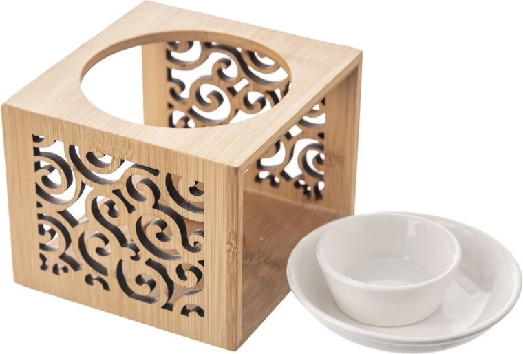 Dekorativní bambusové tělo s porcelánovou miskou