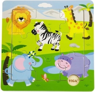 Dřevěné puzzle safari pro děti 18m+