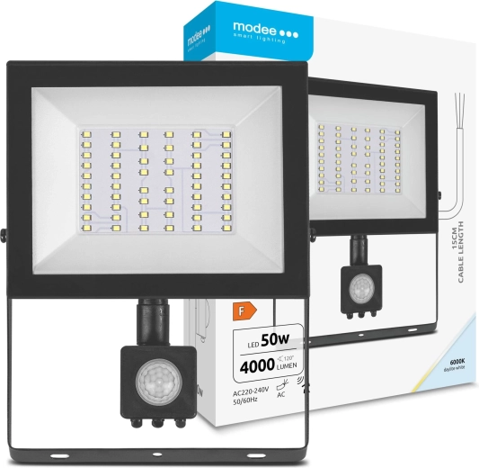 LED reflektor s pohybovým senzorem 50 W, 4000 lm, 6000 K, 120°, MODEE E‑series