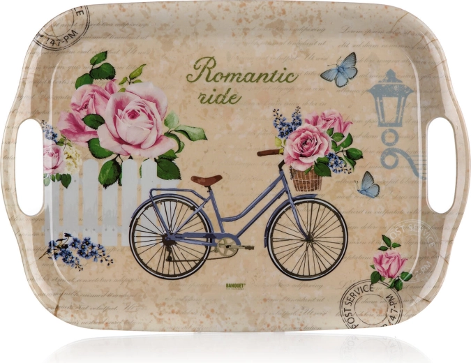 Melaminový servírovací tác Romantic Ride 36 × 25,5 cm s úchyty
