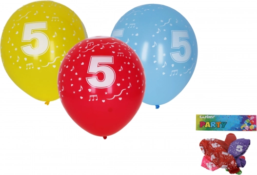 Nafukovací balonky 30 cm s číslem 5 – sada 5 ks