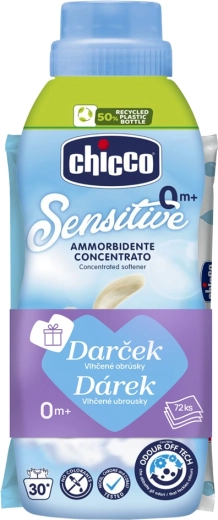 Chicco koncentrovaná aviváž Baby Sensitive sladký pudr 750 ml s vlhčenými ubrousky 72 ks