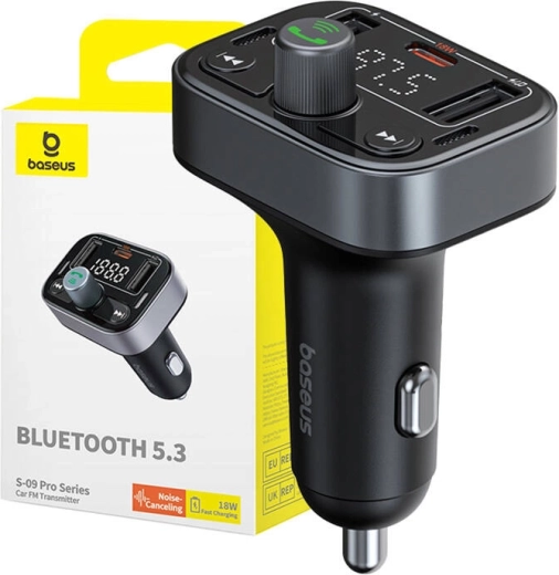 Baseus s-09 pro bluetooth fm vysílač do auta černý
