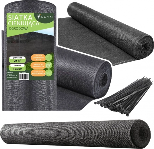 Šedá stínící síť na plot 1,5 m x 25 m
