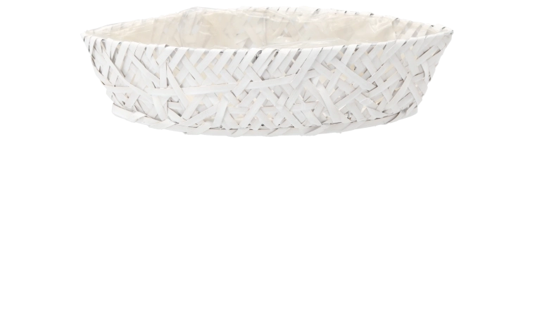Dřevěný obal na květináč ve tvaru lodičky 51 × 19 × 11 cm bílý - 1 kus