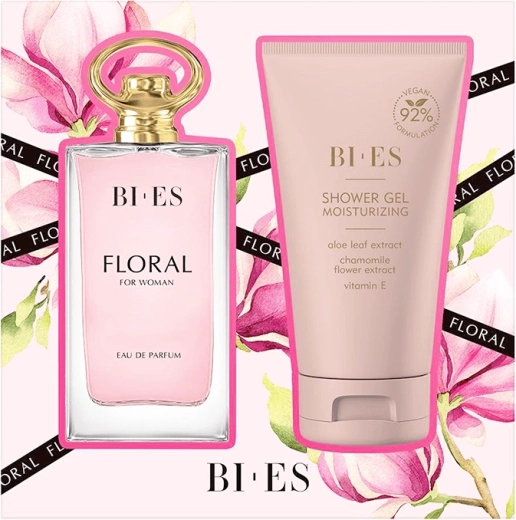 Dárková sada pro ženy BI-ES Floral – parfémovaná voda 90 ml + sprchový gel 150 ml