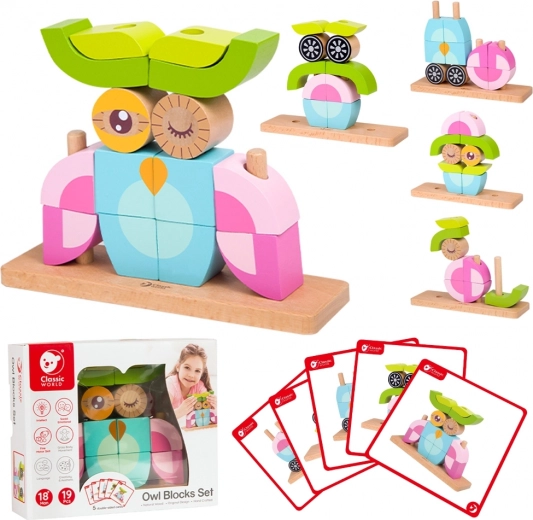 Kreativní dřevěné kostky 3D sova CLASSIC WORLD