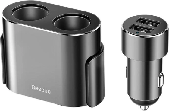Baseus duální rozdvojka do zapalovače s nabíječkou 2x USB 3,1 A, 100 W – černá