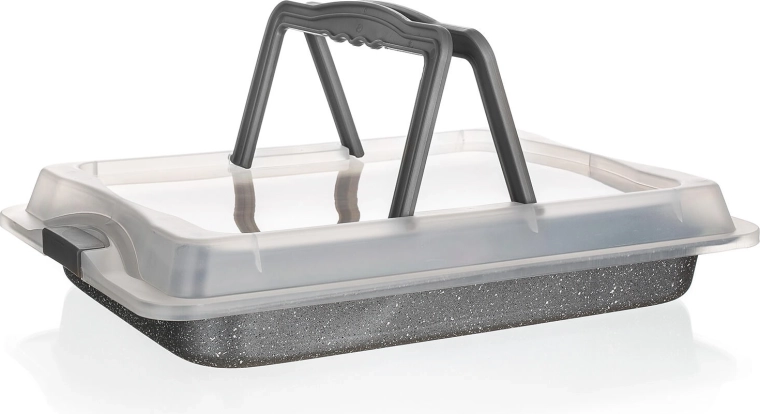 Banquet pečicí plech Granite s plastovým víkem 42 × 29 × 4,5 cm
