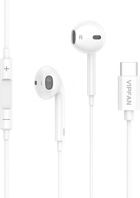 Kabelová sluchátka Vipfan M14 USB-C bílá