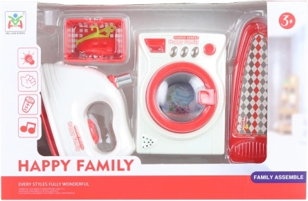 Dětská prádelna Happy Family – pračka, žehlička a žehlící prkno