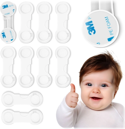 Dětské bezpečnostní zámky na skříňky RICOKIDS, bílá, sada 10 ks