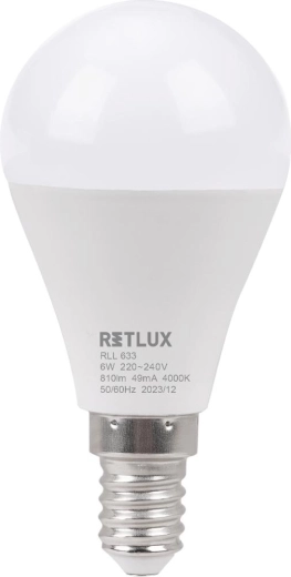 Retlux LED žárovka mini globe E14 6 W 4000 K