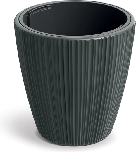 Květináč Oro 39 cm tmavě šedý s vložkou