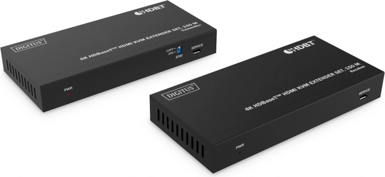 HDMI extender 4K 60 Hz 150 m po kabelu CAT6A/7/8 s HDBaseT, HDCP 2.2, IR, EDID a PoC