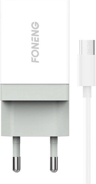 Rychlá síťová nabíječka FONENG 10,5 w, 1× usb, s kabelem micro usb – bílá