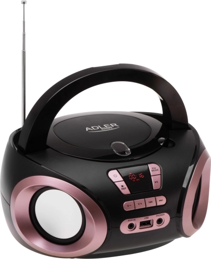 Přenosný boombox s cd/mp3 a fm rádiem adler ad 1181, černo-měděný