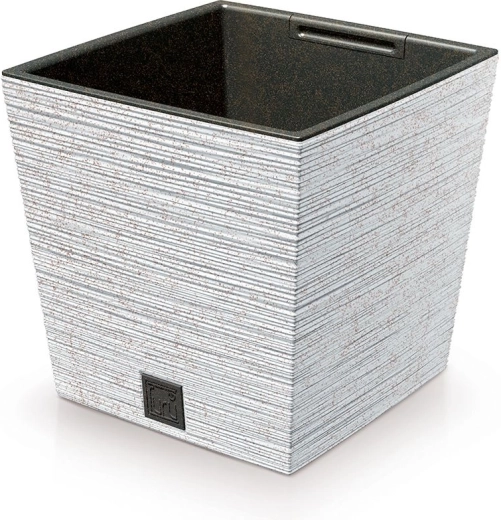 Květináč Furu Square Low Eco Wood s vložkou 29,5 cm – bílá