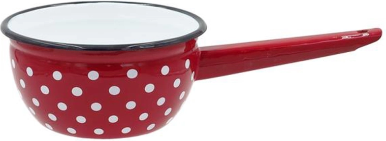Smaltovaný rendlík 1,5 l puntík červený