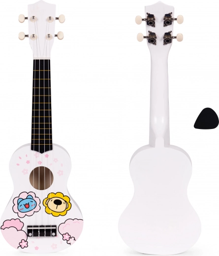 Dětské dřevěné ukulele se 4 nylonovými strunami a trsátkem ECOTOYS