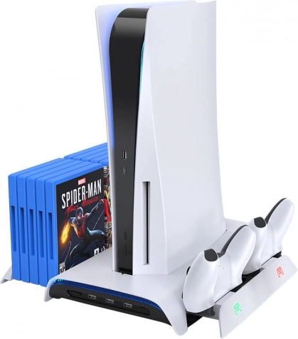 Chladicí stanice a nabíječka pro PS5 KIWI HOME PB01 bílá