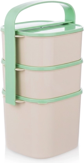 Plastová třípatrová jídelní menážka 2 l + 2× 1,15 l