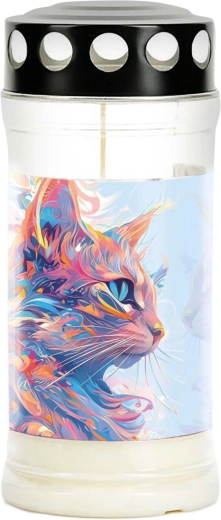 Hřbitovní svíčka Provence s motivem kočky – výdrž 4 dny