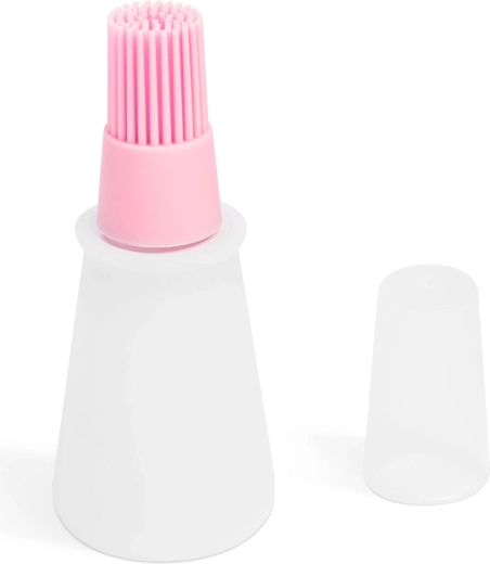 Silikonový štětec na olej s nádržkou 60 ml růžový