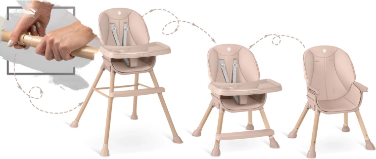 3v1: vysoká židlička, nízká židle i sedátko