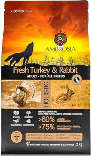 Ambrosia granule pro psy s krůtím a králičím masem 2 kg