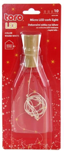 Dekorační světelný řetěz do láhve s korkovou zátkou TORO, 10 LED, teplá bílá