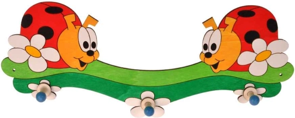 Dřevěný věšáček se třemi háčky berušky DoDo