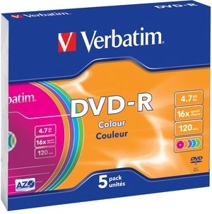 Verbatim DVD-R Colour 4,7 GB 16× slim case - 5 ks