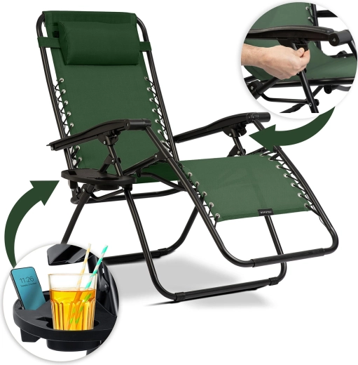 Praktický boční stolek s držákem nápoje a telefonu