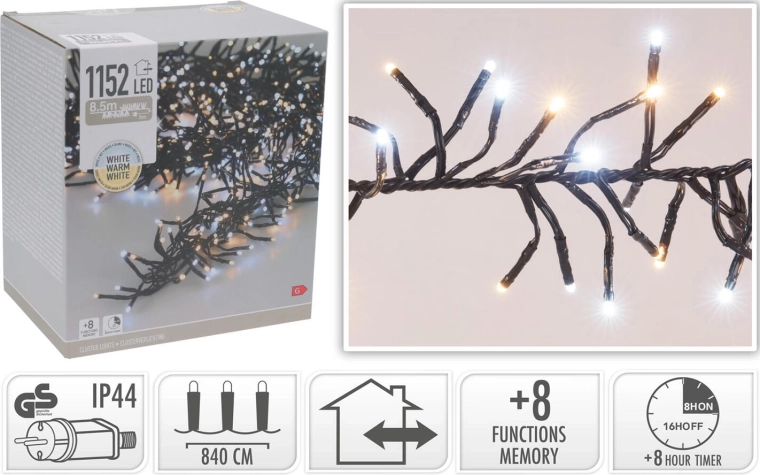 Vánoční LED světelný řetěz 8,4 m 1152 LED teplá bílá s časovačem