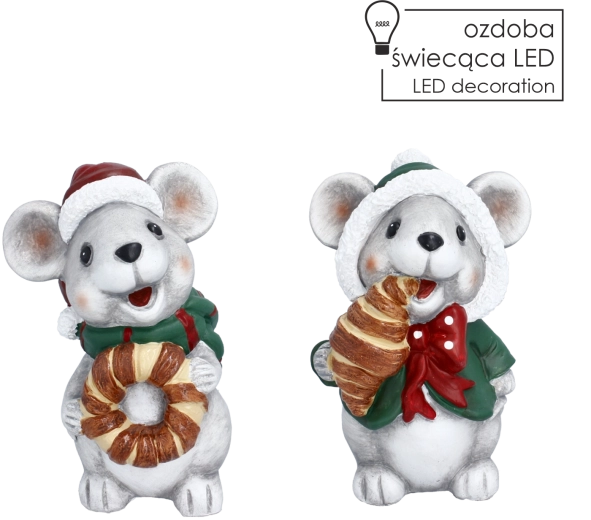 Vánoční dekorativní figurka myška - 1 kus