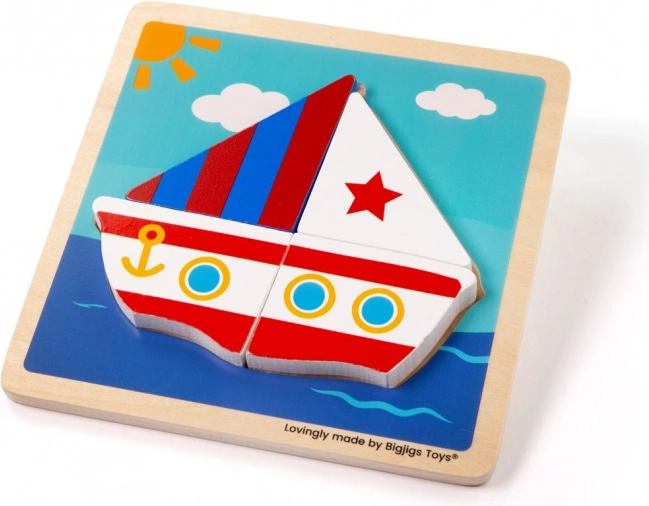 Vkládací dřevěné puzzle Plachetnice