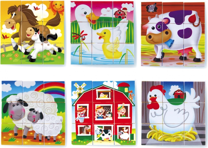 Skládací obrázkové kostky – farma