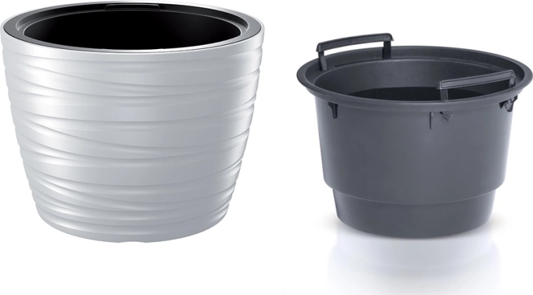 Květináč nízký Maze s vnitřní vložkou 47,5 cm – bílý