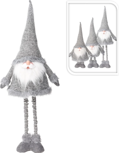 Vánoční dekorace Santa s teleskopickými nohami, stříbrná/šedá - 1 kus
