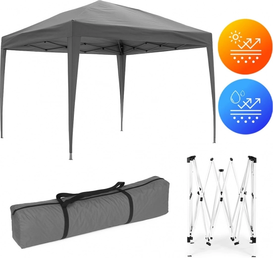 Zahradní nůžkový stan 3×3 m pro zahradu a terasu MultiGarden – Šedá