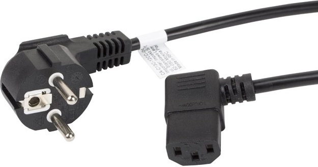 Napájecí kabel Lanberg Schuko na IEC C13 s úhlovou koncovkou, 3 m